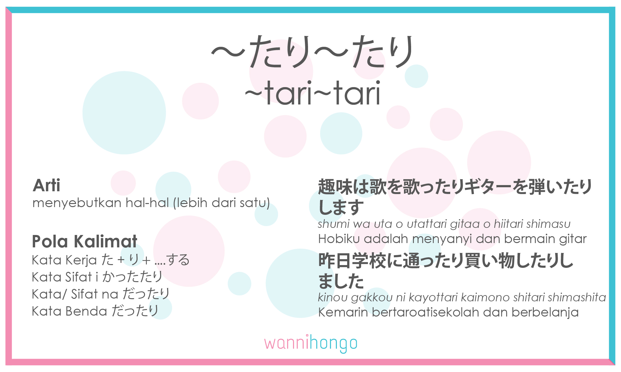 Pola Kalimat ~たり~たり (~tari ~tari) - Tata Bahasa Jepang N5 - Wannihongo