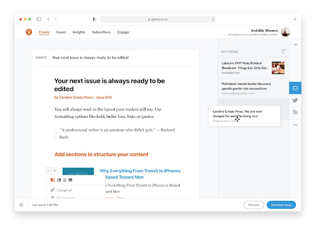 Compose a newsletter quickly and easily in Revue