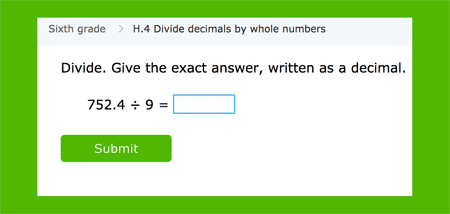 Divide decimals by whole numbers