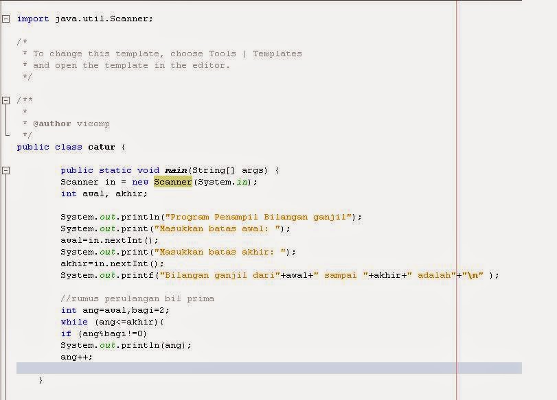 catur lagi belajar java: 2. Menampilkan bilangan ganjil dengan ...