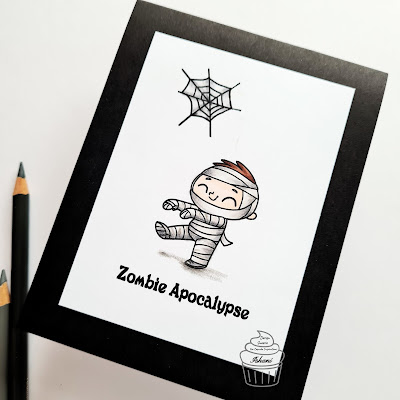 CAS Halloween card, Zombie Mummy card, Crafty Meraki Fangs for being my friend, Halloween card ideas, Quillish, Halloween cards for kids, Ishani