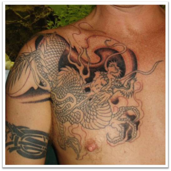 Dragon Shoulder and Chest Tattoo Design for Guys