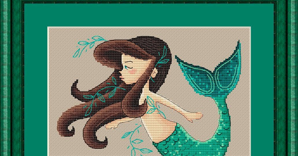 вышивка крестиком русалка. принцессы. с днем рождения русалочка.