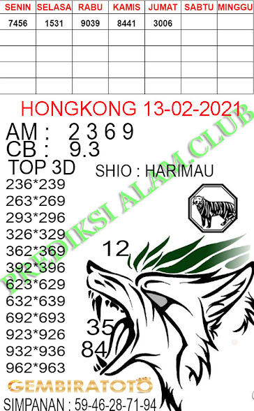 Syair Togel Hongkong 13 Februari 2021 Tokosyair Com