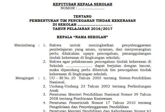 Download Kumpulan Contoh Surat Keputusan ( SK ) Kepala Sekolah Lengkap