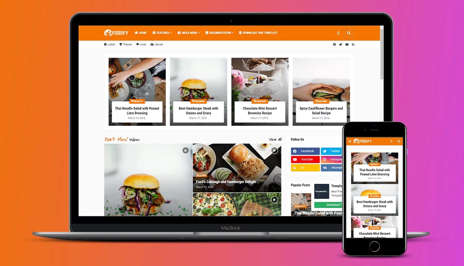Foodify Premium Blogger Template Download For Free