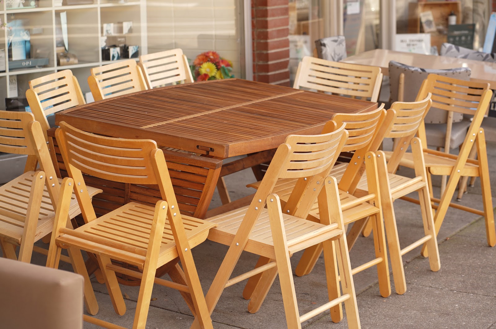 UHURU FURNITURE & COLLECTIBLES SOLD 96140 Slatted Patio Dining Set 10