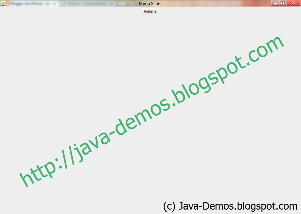 Combining JSlider with JMenu Volume Component — Java Demos