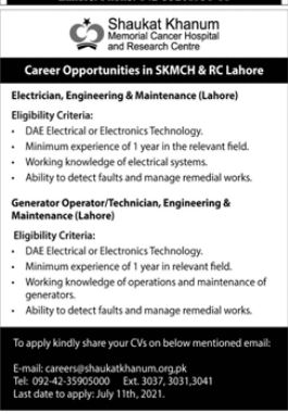 Shaukat Khanum | Memorial Cancer Hospital Jobs 2021 in Lahore