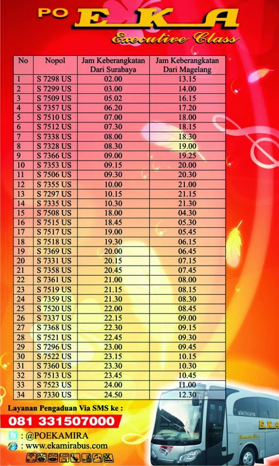 Jadwal Keberangkatan Bus Eka Cepat Surabaya - Magelang