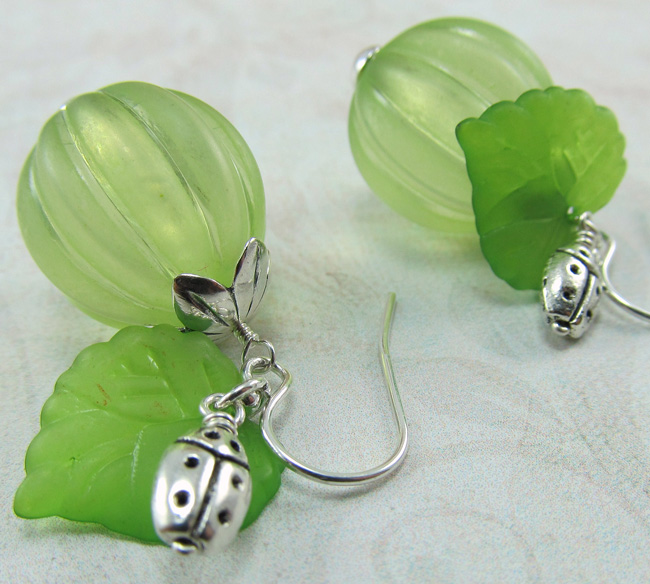 BeadedEmbellishments Nature Inspired Margarita Green Earrings