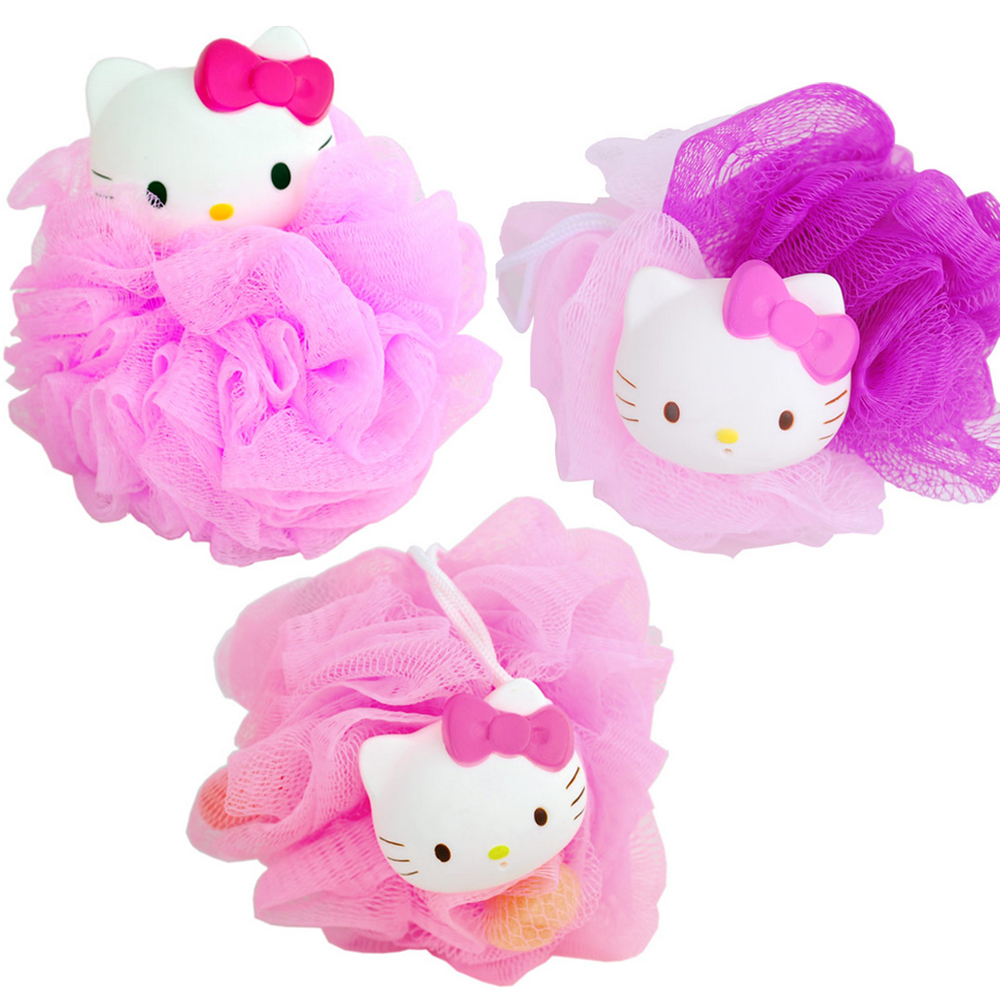 Hello Kitty Beep Sound Shower Soap Bubble Body Wash Puff Sponge Mesh