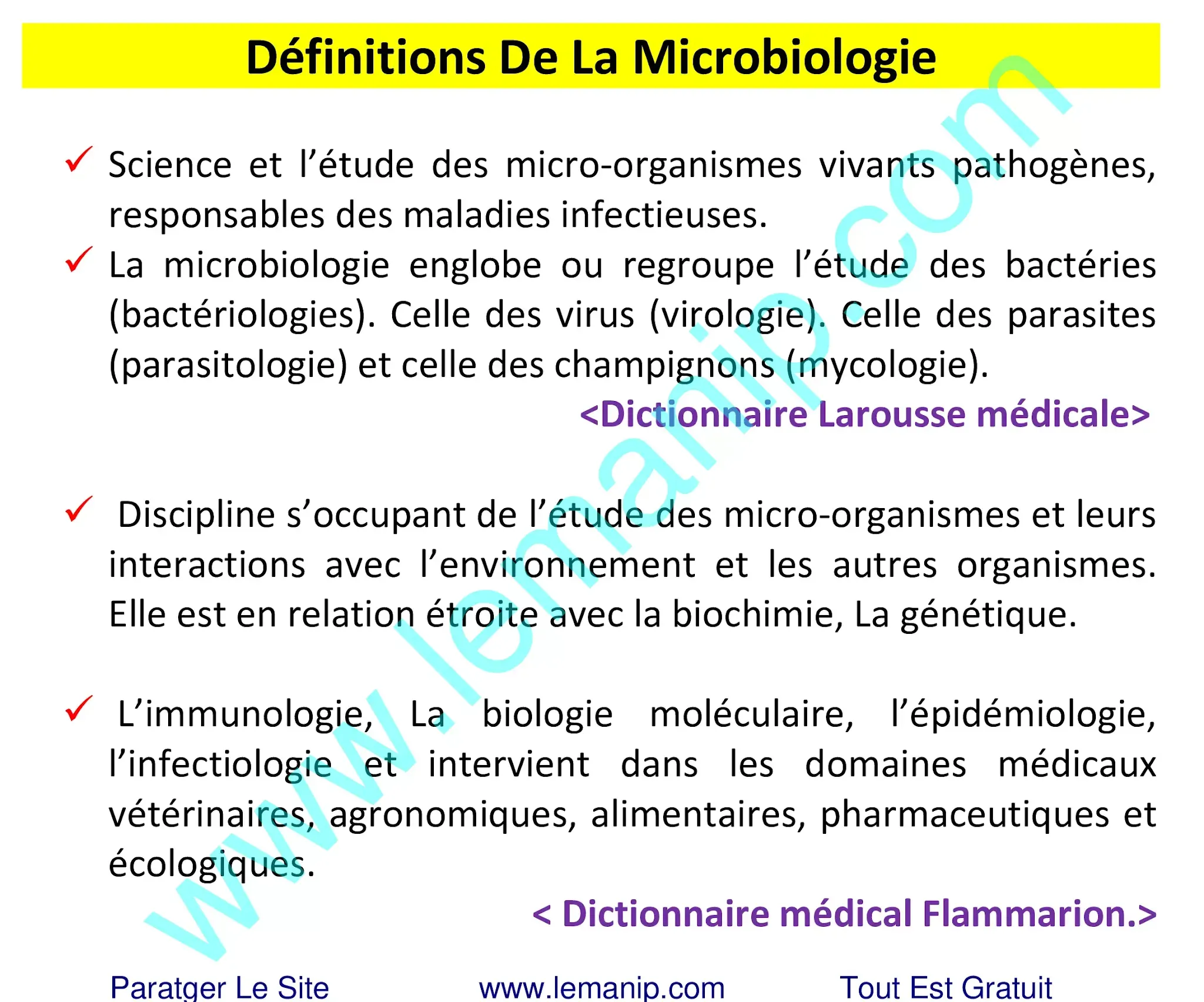 Définitions De La Microbiologie