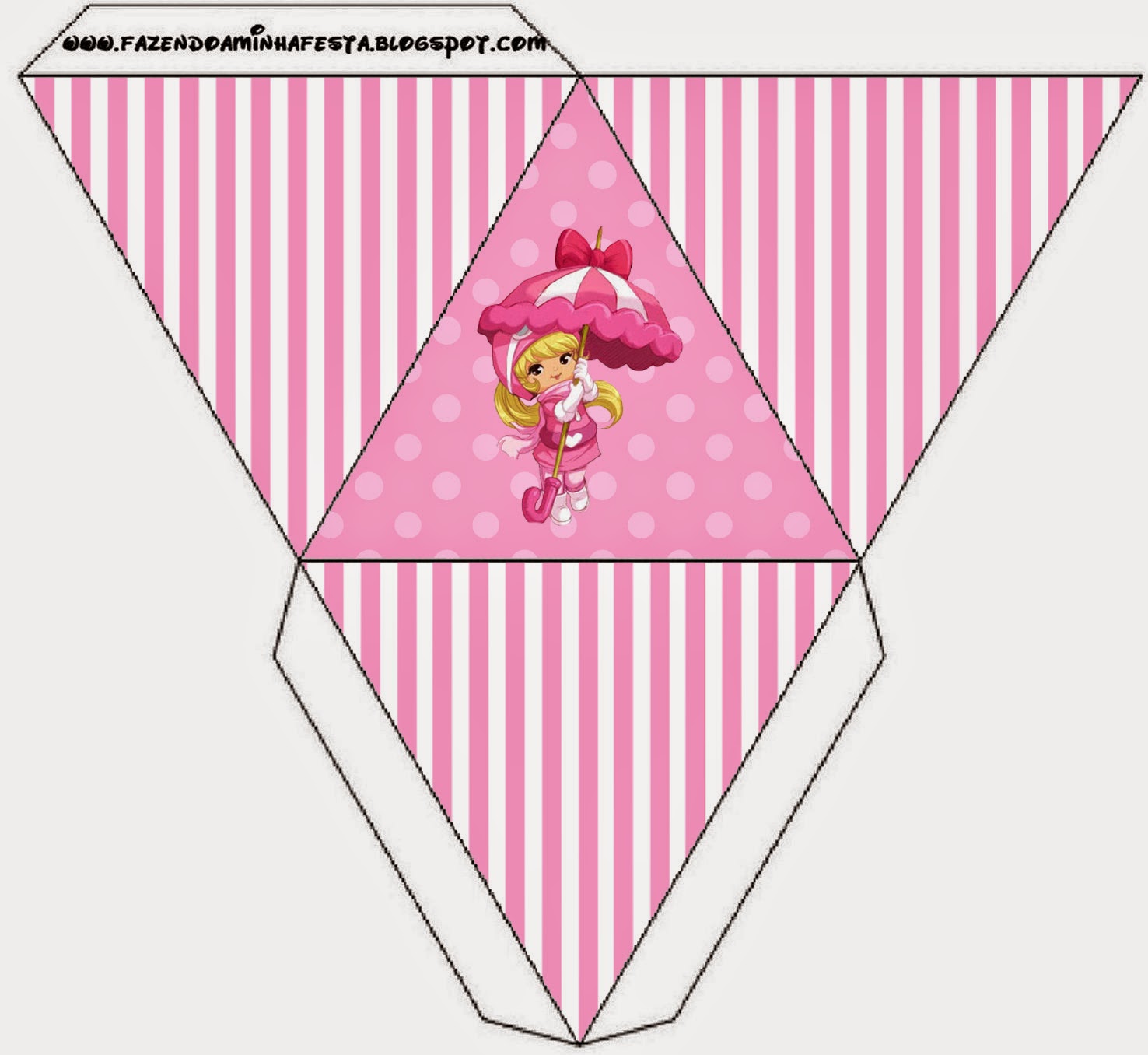 Penelope Glamour Bebé: Cajas para Imprimir Gratis. Caja con forma de pirámide de Penelope Glamour Bebé.