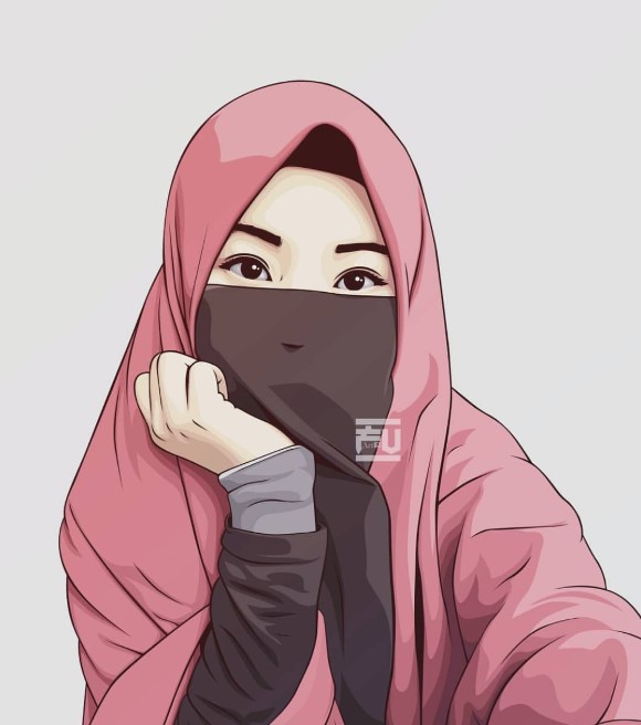 Gambar kartun muslimah comel bercadar Terbaru