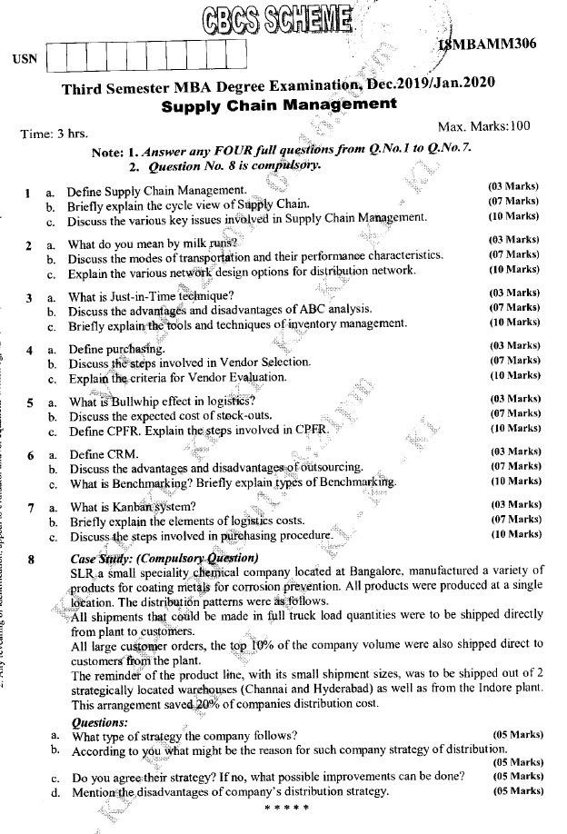 Visvesvaraya Technological University MBA (CBCS) Third Semester