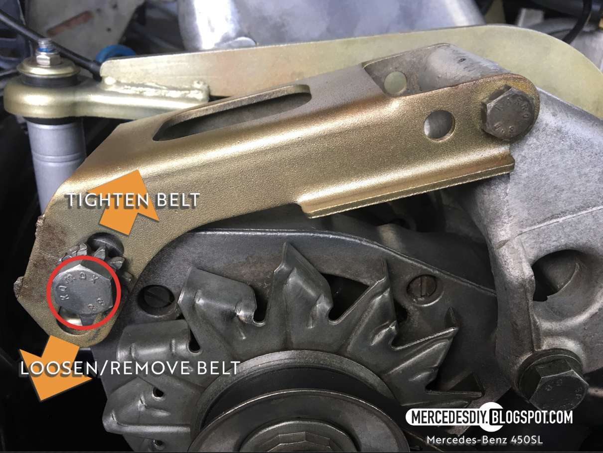 MercedesBenz W123 and R107 DIY Mercedes R107 450SL Belt Check, Replace, Tension Adjust