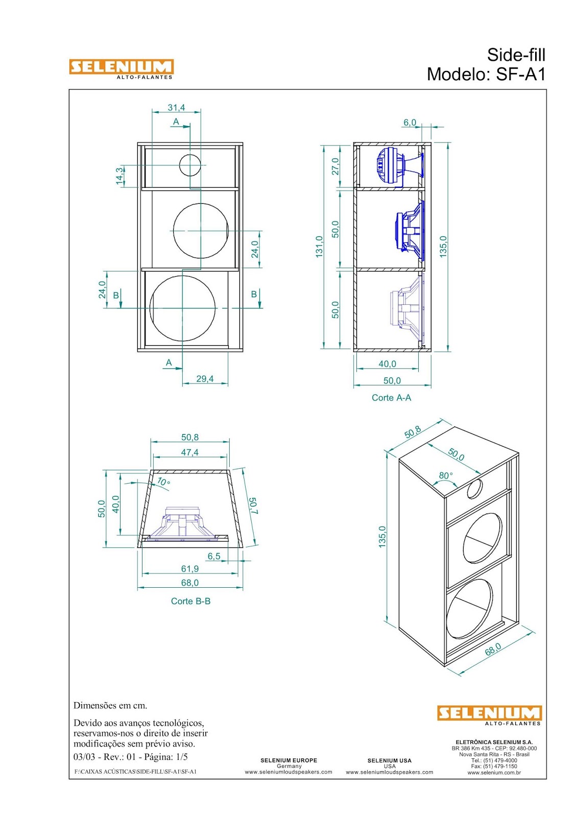 Planos para bafles y cajas acústicas Side Fill