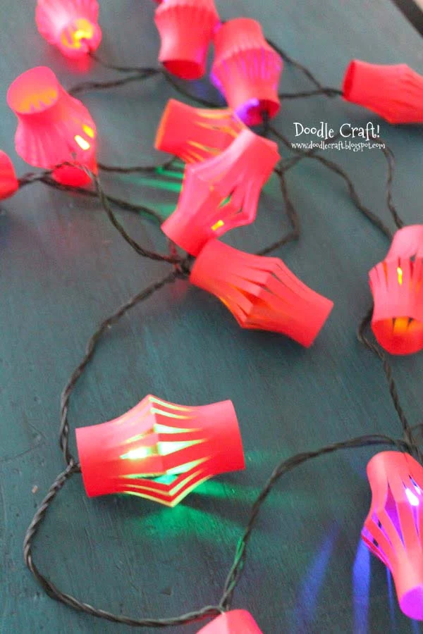 Chinese New Year paper lantern string lights craft and diy, party ideas