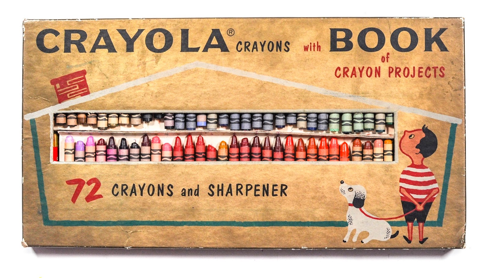 Vintage 72 Crayola Crayons Blue Case & Sharpener Most Of Crayons Are There