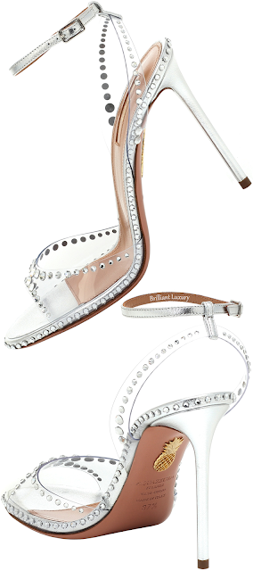 Aquazzura Dream crystal silver leather pvc party sandal #brilliantluxury Aquazzura Dream crystal silver leather pvc party sandal #brilliantluxury