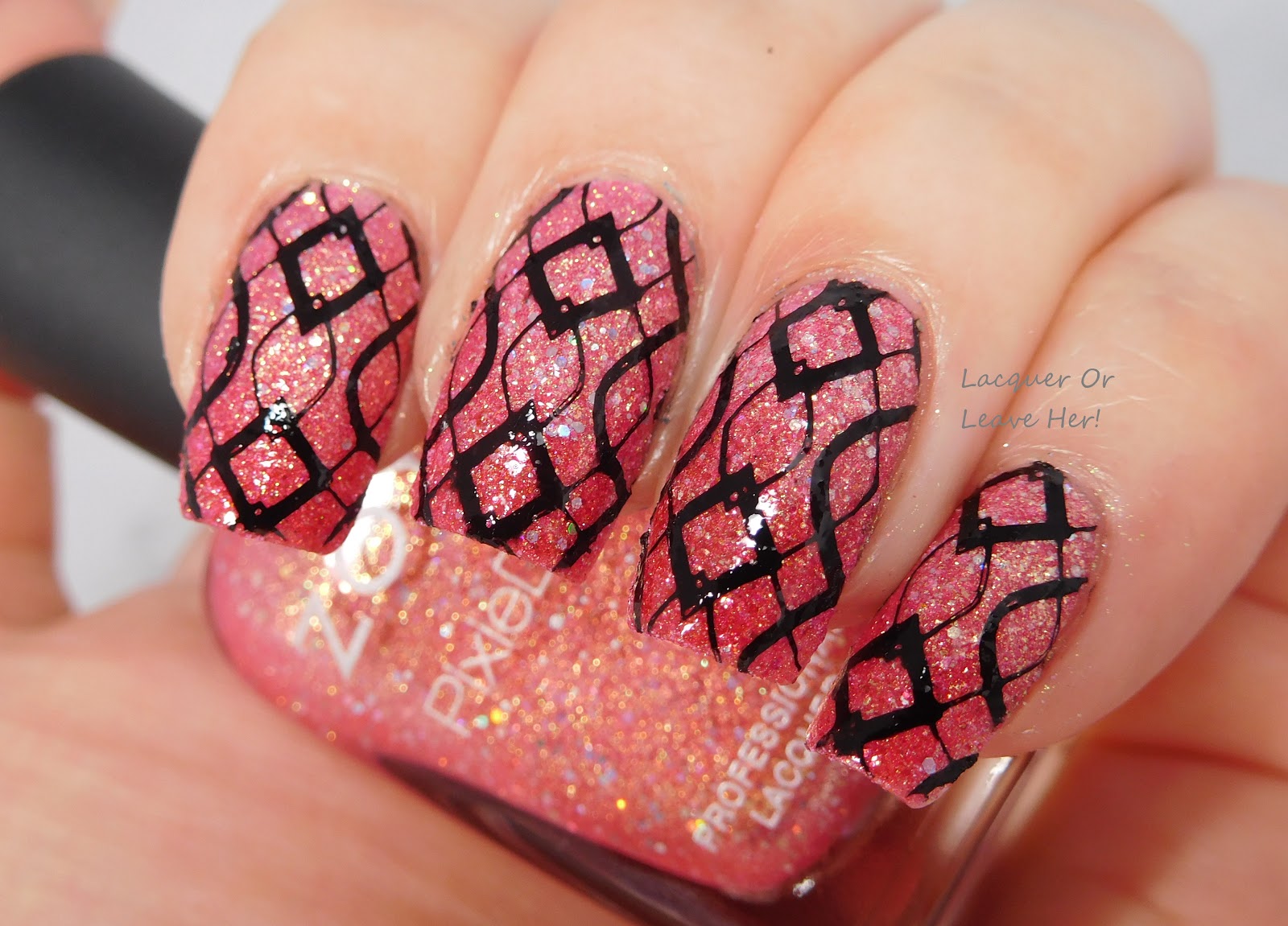 Lacquer or Leave Her!: NOTD: Sparkly Mesh (Zoya Linds and Zooey + Messy Mansion Symetrika 01)