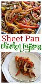 Sheet Pan Chicken Fajitas are super easy to make. Just dump the ingredients on the pan, mix in the seasoning, bake, and top with your favorite toppings.