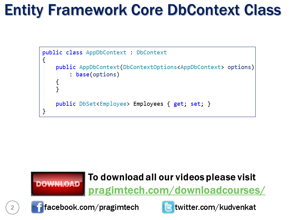 Sql server, and c video tutorial Using sql server in razor pages project Slides