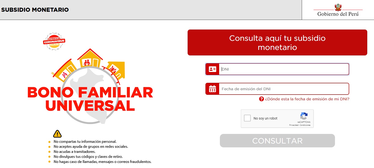 YA ESTA DISPONIBLE EL BONO FAMILIAR UNIVERSAL Derecho Peruano