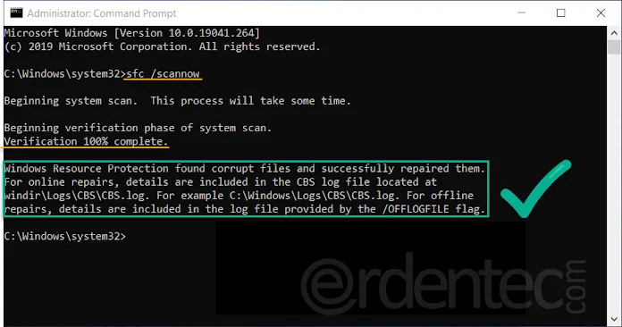 Repair Windows file errors with sfc /scannow