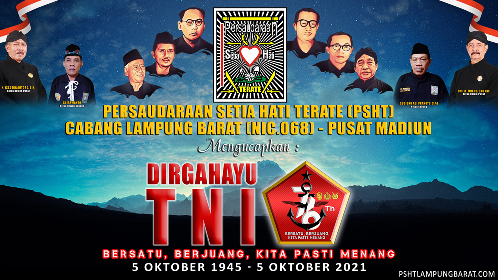 Banner PSHT Lampung Barat mengucapkan Dirgahayu TNI Ke-76