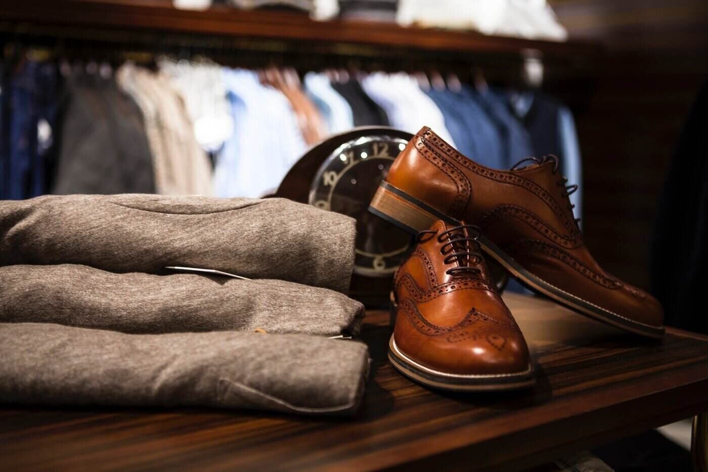 men's shoes and pants in store - wardrobe essential basics