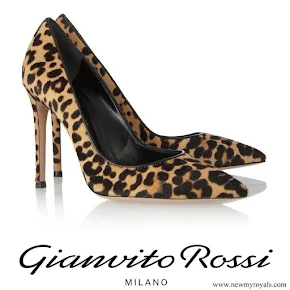 Crown Princess mary wore Gianvito Rossi Leopard-print calf hair pumps