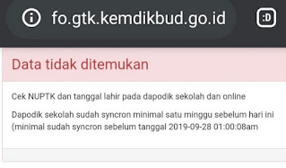 data tidak ditemukan saat cek info GTK di link http://info.gtk.kemdikbud.go.id/info_2022_s1