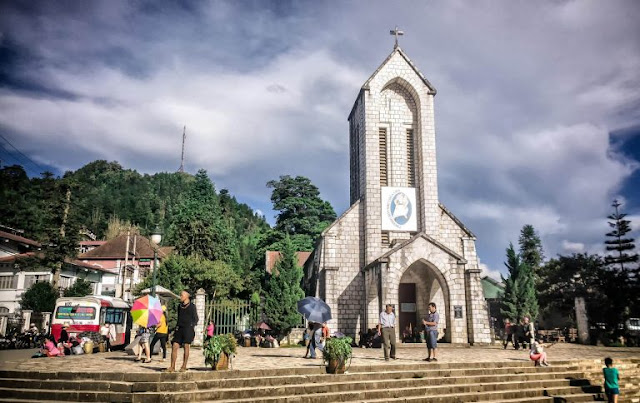 Sapa stone church is located right in the center of town.