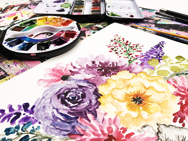 a peek inside my process- watercolor floral painting