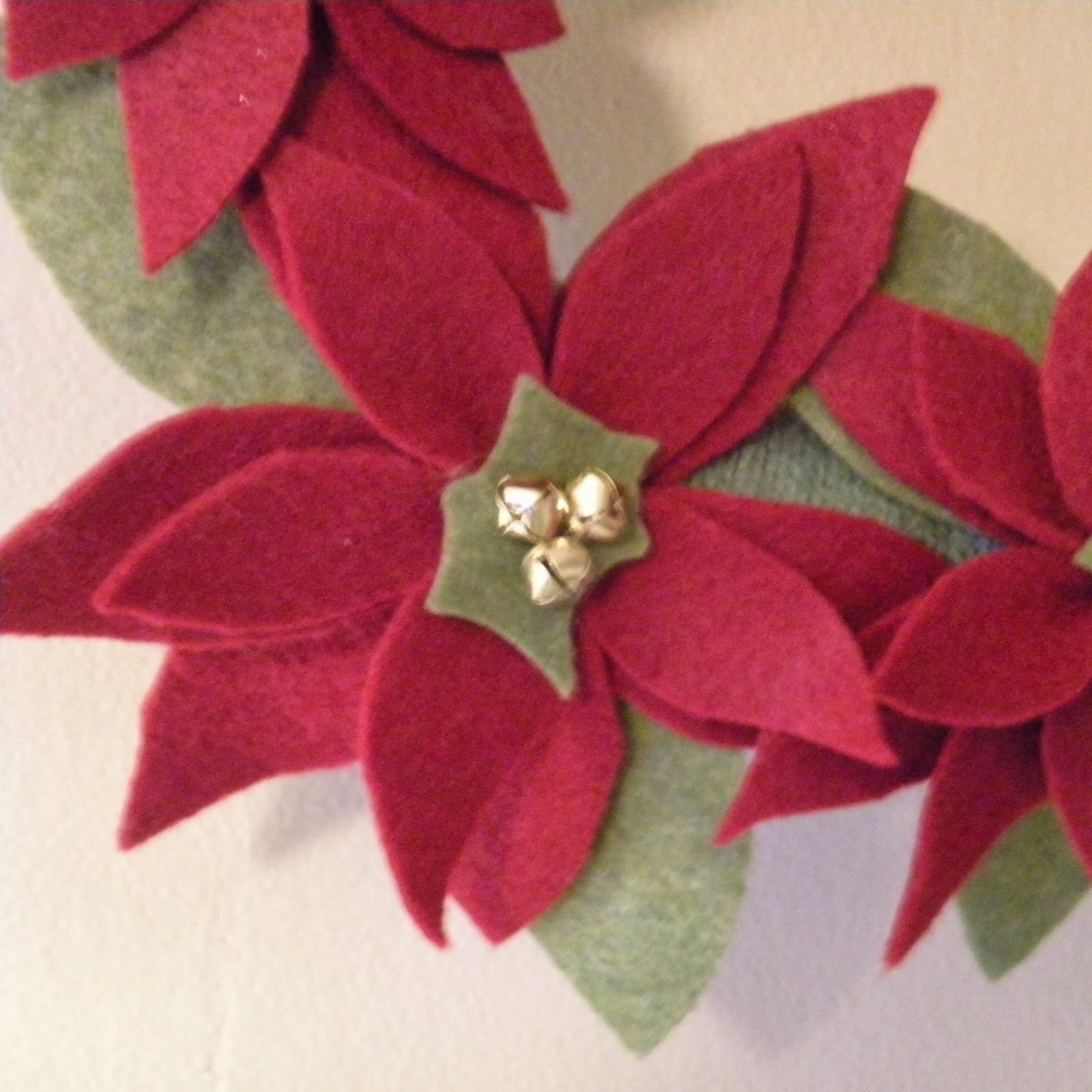 Winged Musings Felt Poinsettia Wreath