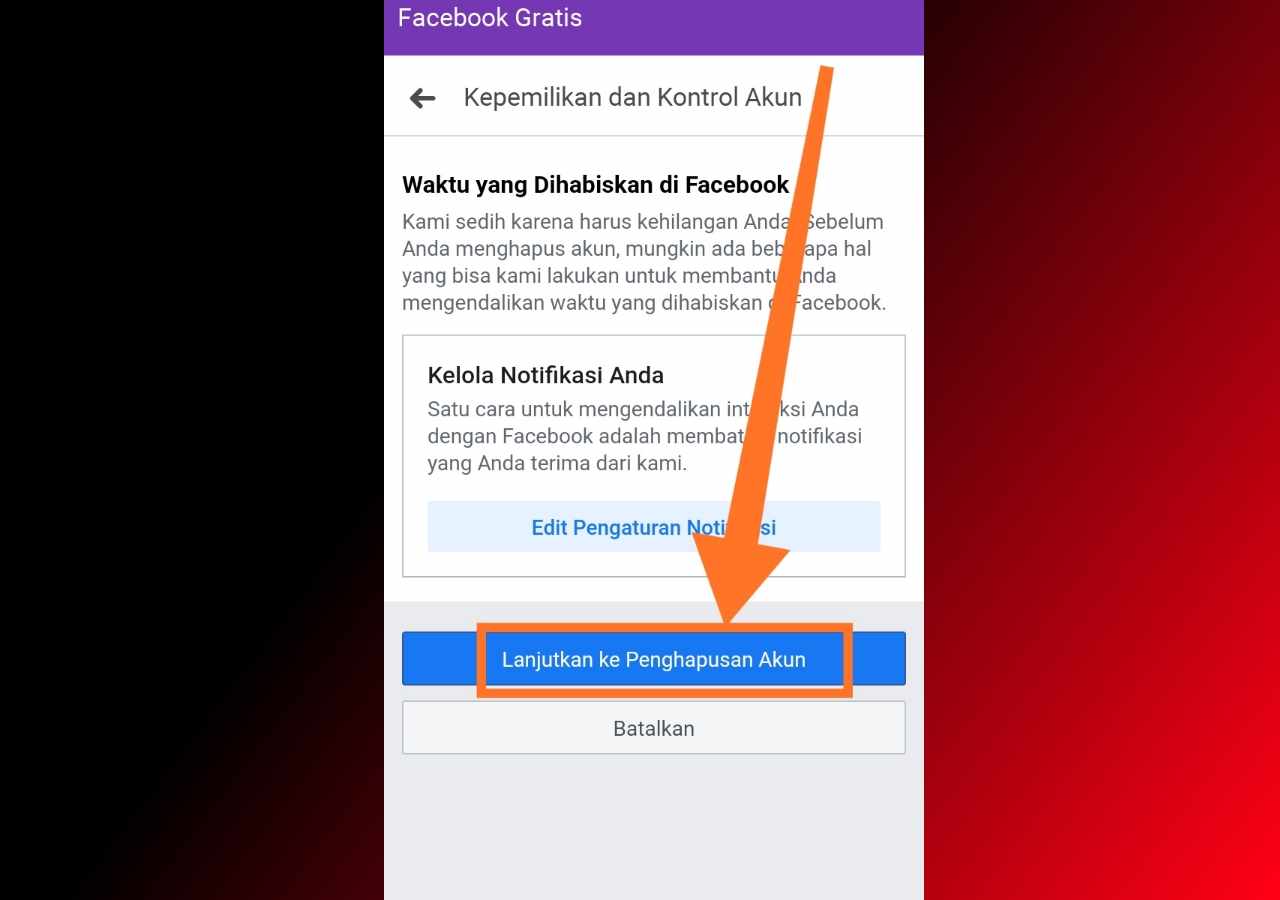 Cara menghapus akun fb di HP