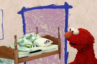 The bed also introduces Elmo to the covers on the top and the mattress on the underneath. Pillow says You tell 'em, Beddy boy. Sesame Street Elmo's World Sleep Interview