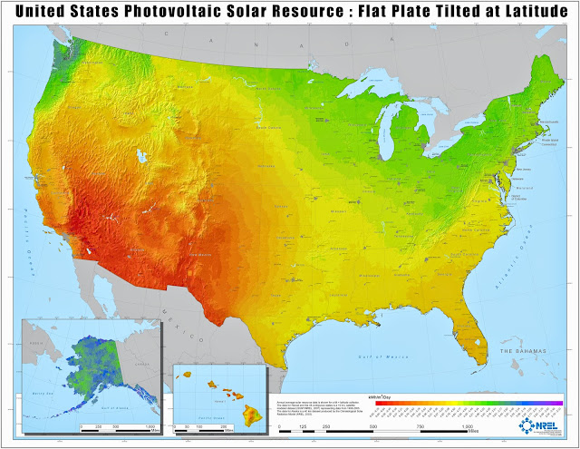 Potential Solar Energy Map of US