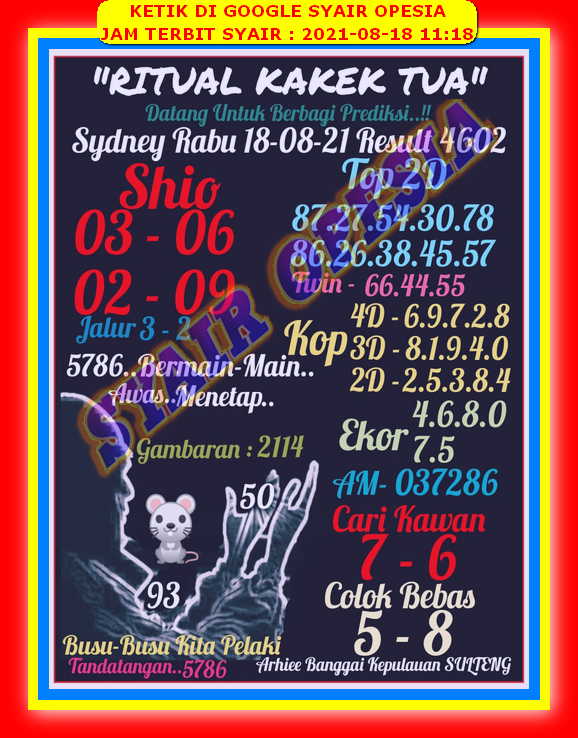 🐱 Syair opesia sdy hari ini 18 agustus 2022