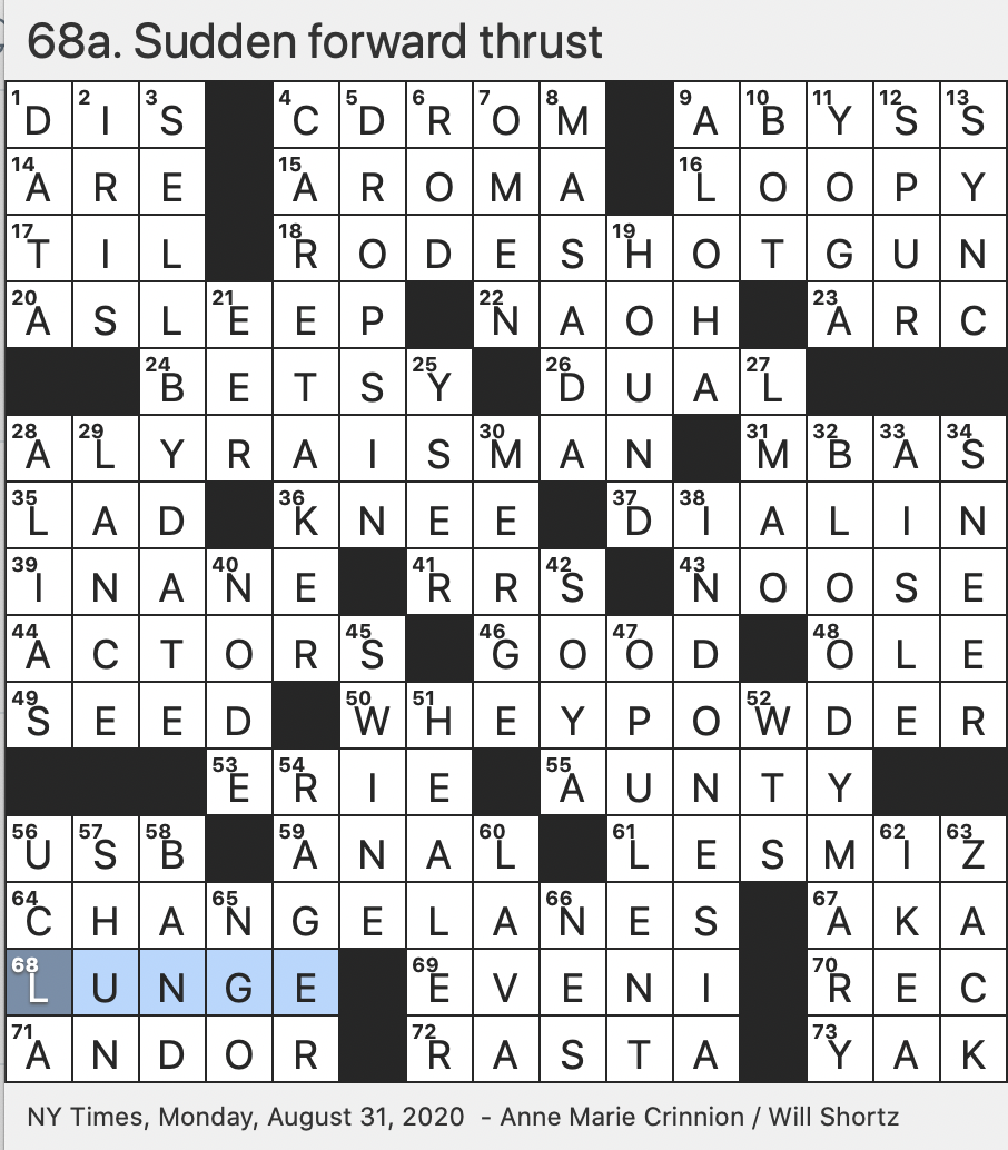 Rex Parker Does the NYT Crossword Puzzle: August 2020