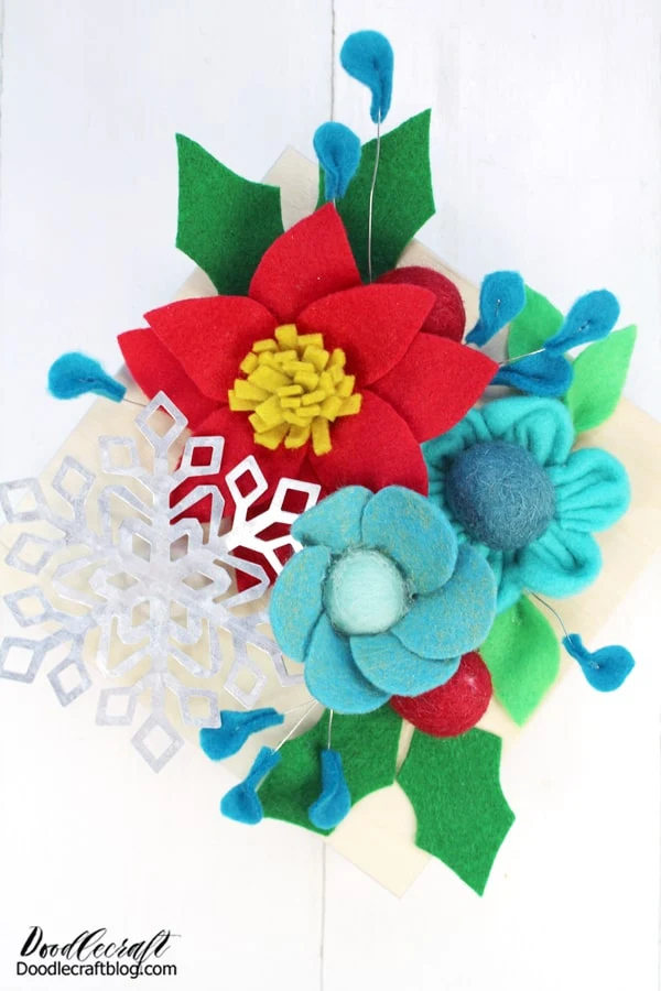 Handmade Wool Felt Gift Toppers Flower / Red