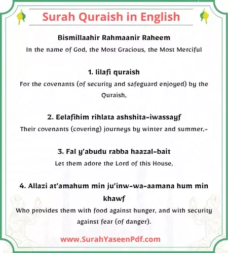 Surah Quraish English Photo