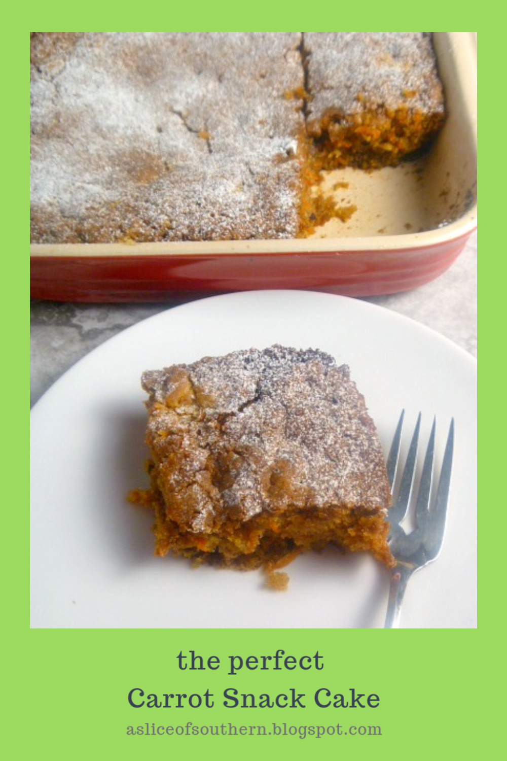 Slice of Southern Spring Fling Carrot Snack Cake