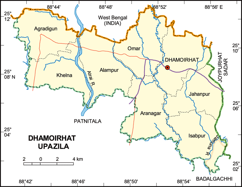Dhamoirhat Upazila Map Naogaon District Bangladesh