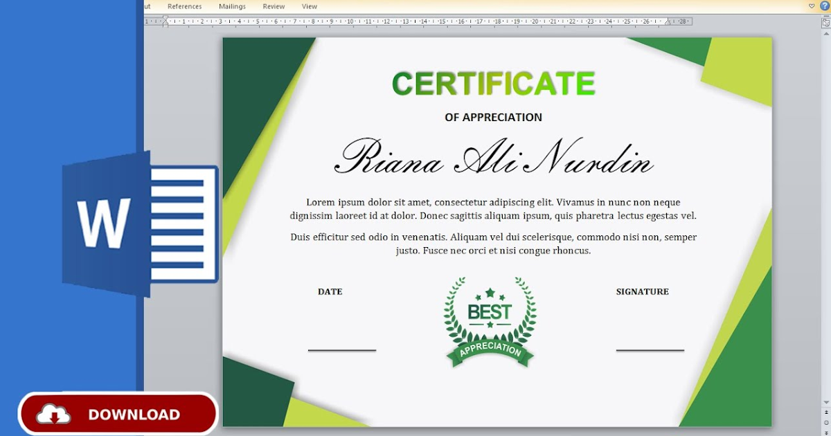 Sertifikat Template Download Template Sertifikat Gratis