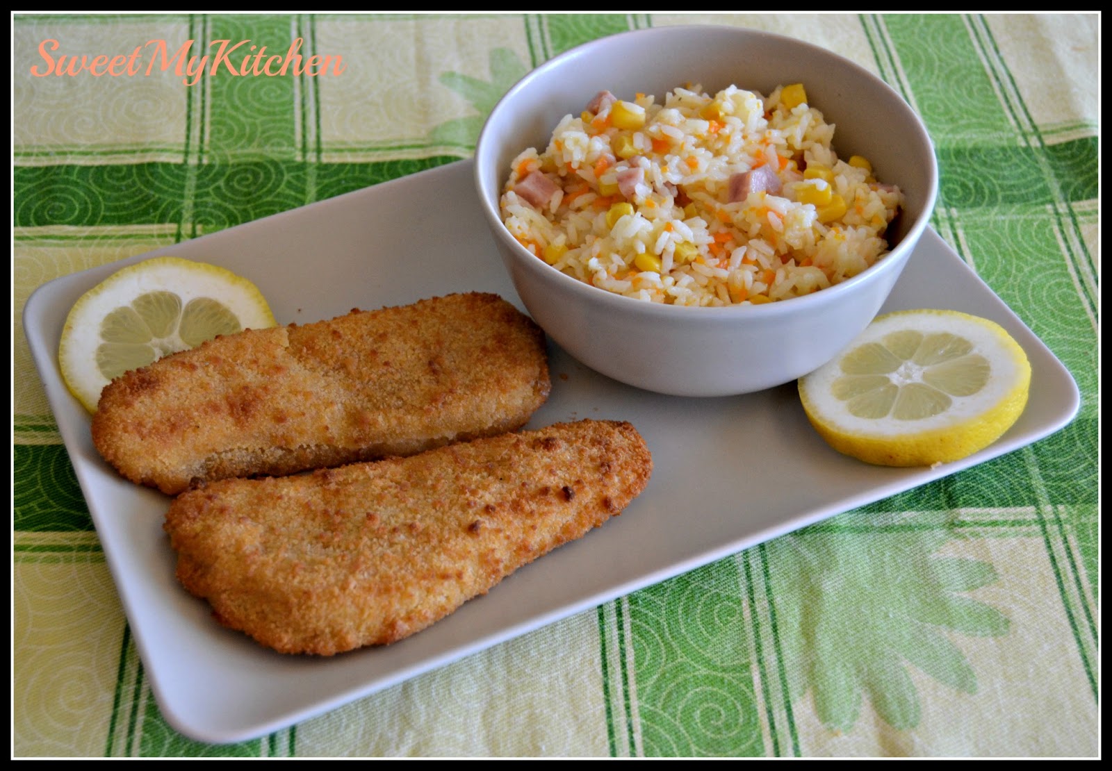 Sweet my Kitchen: Filetes de pescada panados com arroz colorido