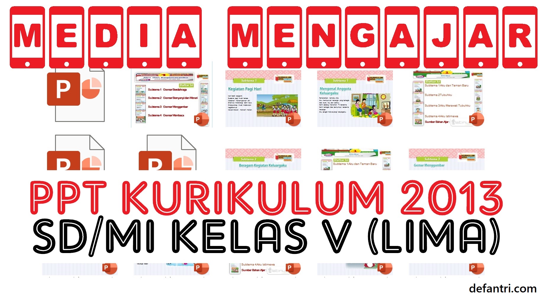 Download Media Pembelajaran PowerPoint Kurikulum 2013 Sekolah Dasar (SD) atau Madrasah Ibtidaiyah (MI) Kelas V (Lima) Semua Tema