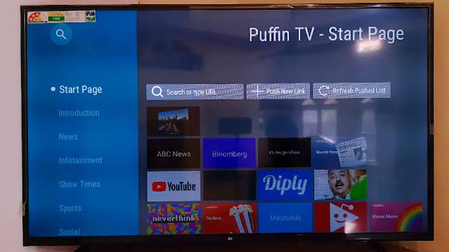 Interface of puffine browser Puffine browser for android tv